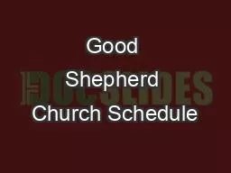 Good Shepherd Church Schedule