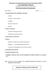 Proforma for Reporting the First Information FIR of a