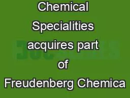 Freudenberg Chemical Specialities acquires part of Freudenberg Chemica