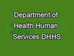 Department of Health Human Services DHHS