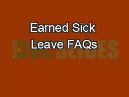 Earned Sick Leave FAQs