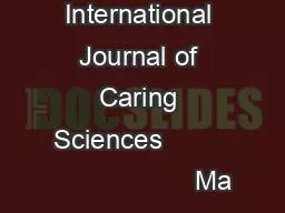 International Journal of Caring Sciences                            Ma