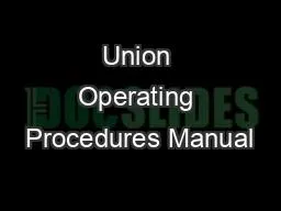 Union Operating Procedures Manual