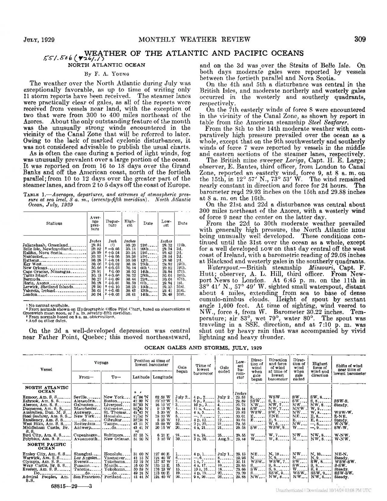 PDF-MONTHLY WEATHER REVIEW favorable as reports have been received steamer