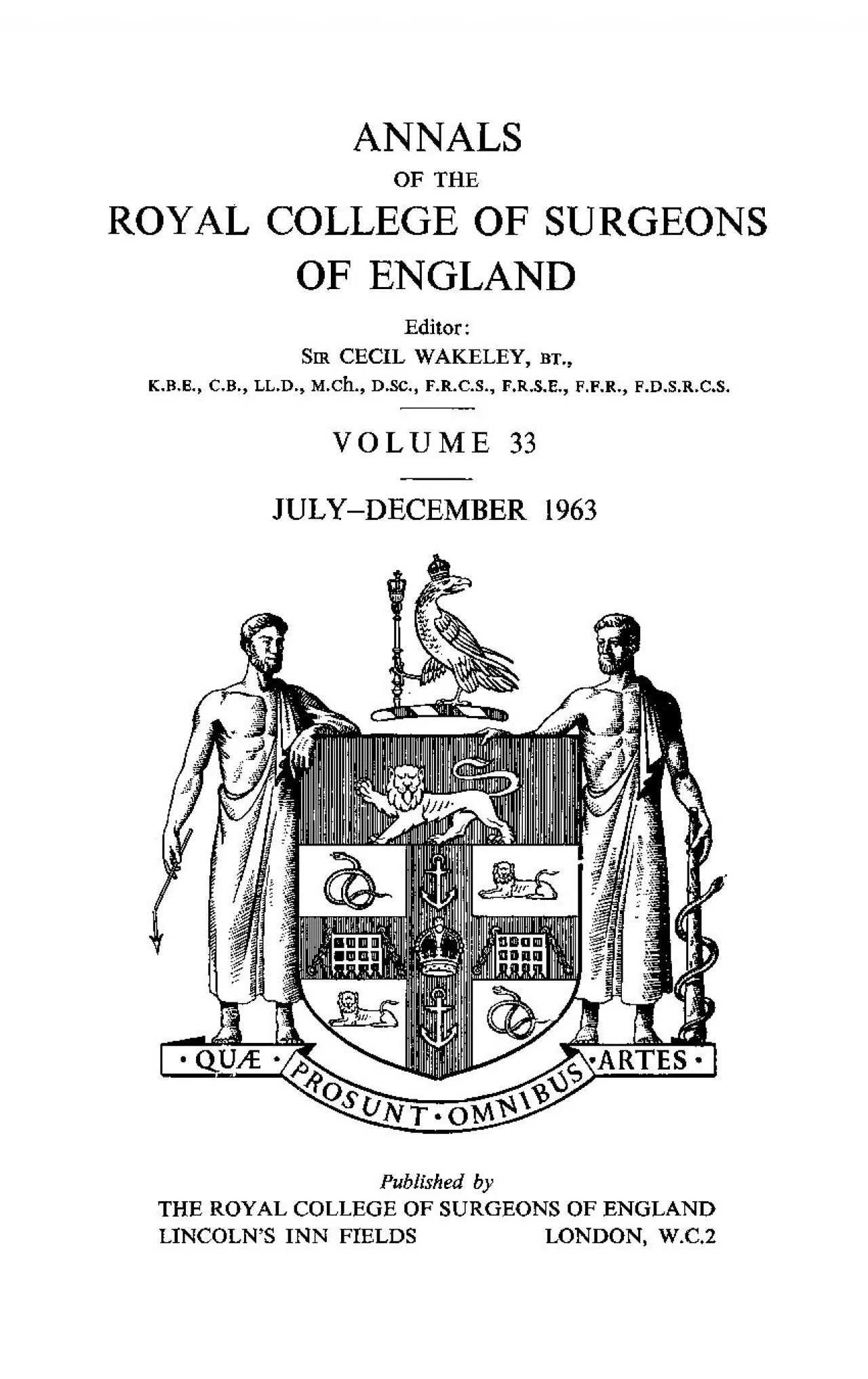 PDF-ANNALSOFTHEROYALCOLLEGEOFSURGEONSOFENGLANDEditorSIRCECILWAKELEYBTKBECB