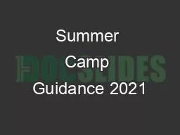 Summer Camp Guidance 2021