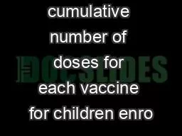 Required cumulative number of doses for each vaccine for children enro