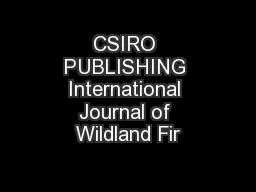 CSIRO PUBLISHING International Journal of Wildland Fir
