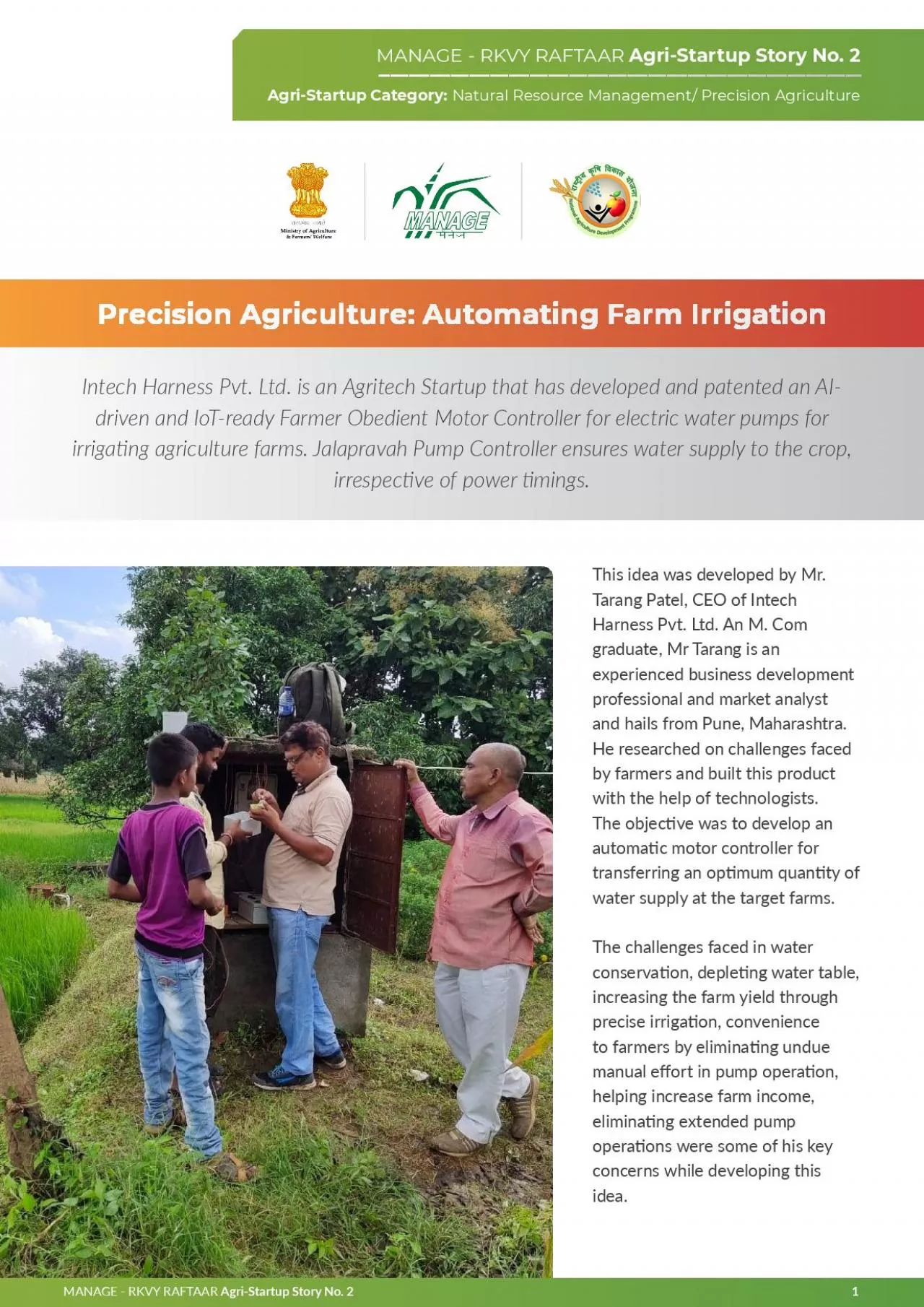 PDF-Intech Harness Pvt Ltd is an Agritech Startup that has developed and p