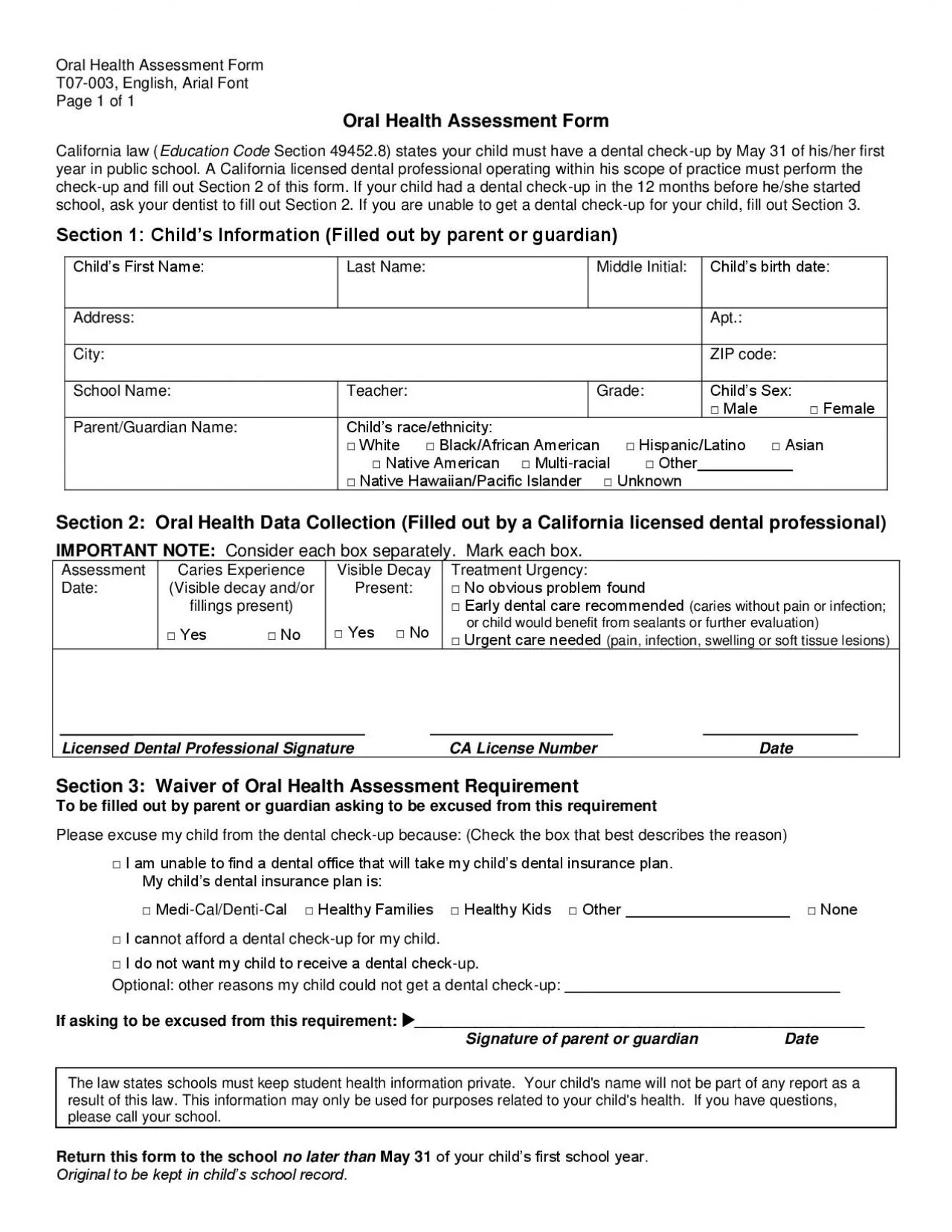 PDF-Oral Health Assessment Form