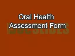 Oral Health Assessment Form