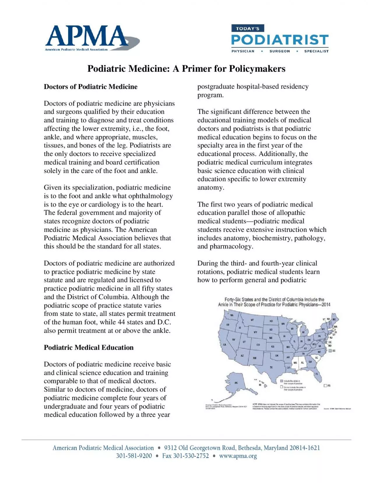 PDF-Podiatric Medicine A Primer for PolicymakersDoctors of Podiatric Medic