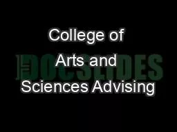 College of Arts and Sciences Advising