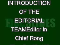 PDF-INTRODUCTION OF THE EDITORIAL TEAMEditor in Chief Rong Tian Seattle US