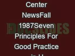 Washington Center NewsFall 1987Seven Principles For Good Practice in U