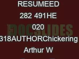 DOCUMENT RESUMEED 282 491HE 020 318AUTHORChickering Arthur W Gamson Ze