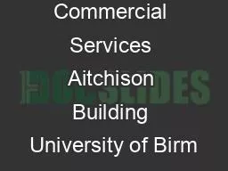 Research and Commercial Services Aitchison Building University of Birm