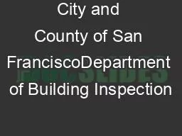 City and County of San FranciscoDepartment of Building Inspection