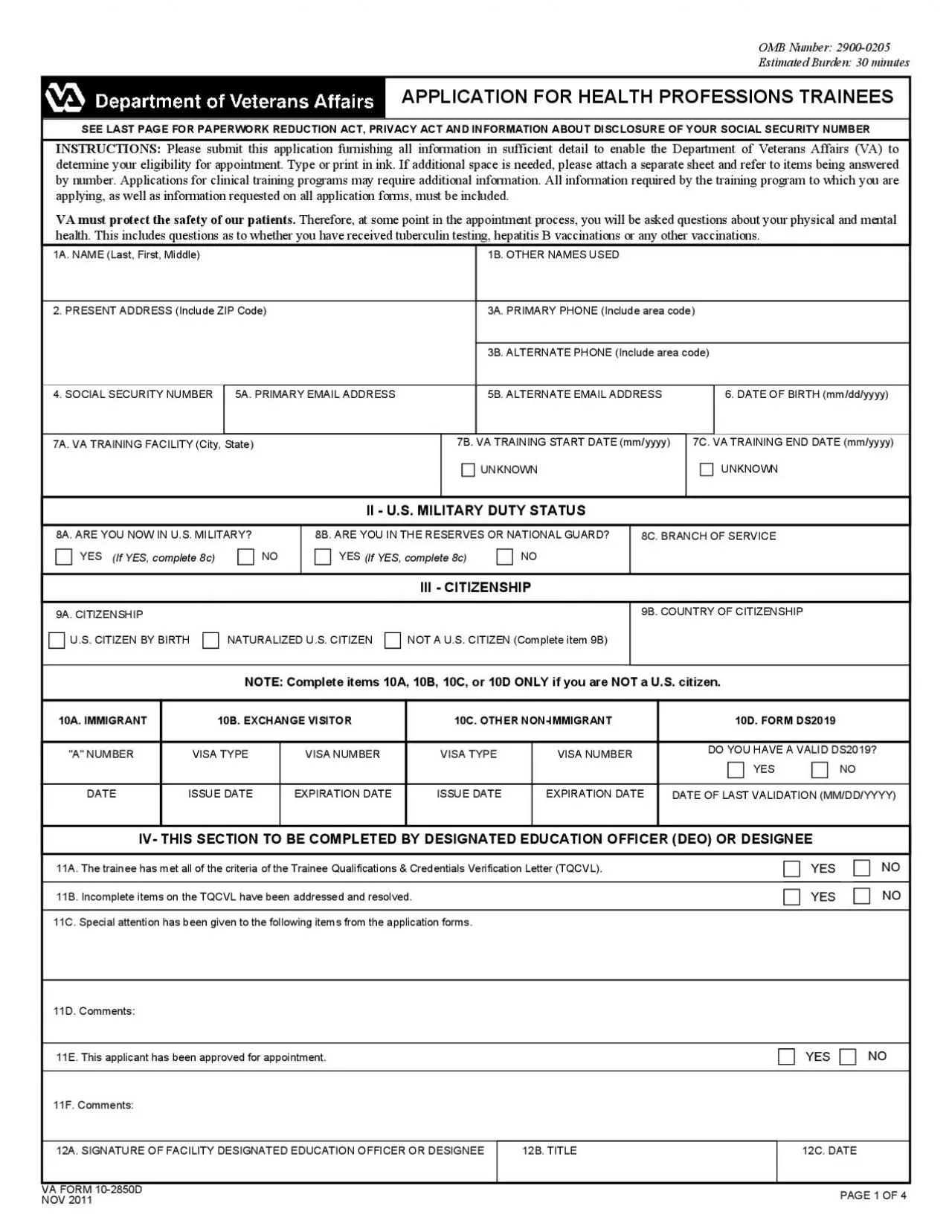 PDF-VA FORM 102850DNOV 2011