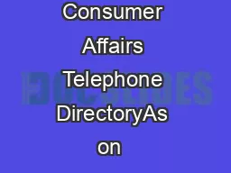 Department of Consumer Affairs Telephone DirectoryAs on  
