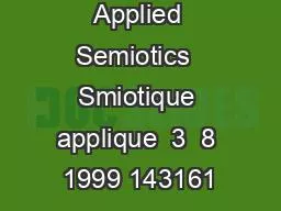 Applied Semiotics  Smiotique applique  3  8 1999 143161