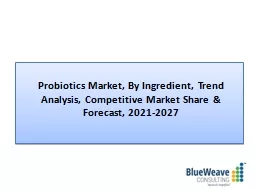 Probiotics Market Insight, Trends, 2021-2027