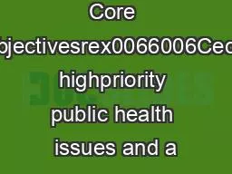 Core objectivesrex0066006Cect highpriority public health issues and a