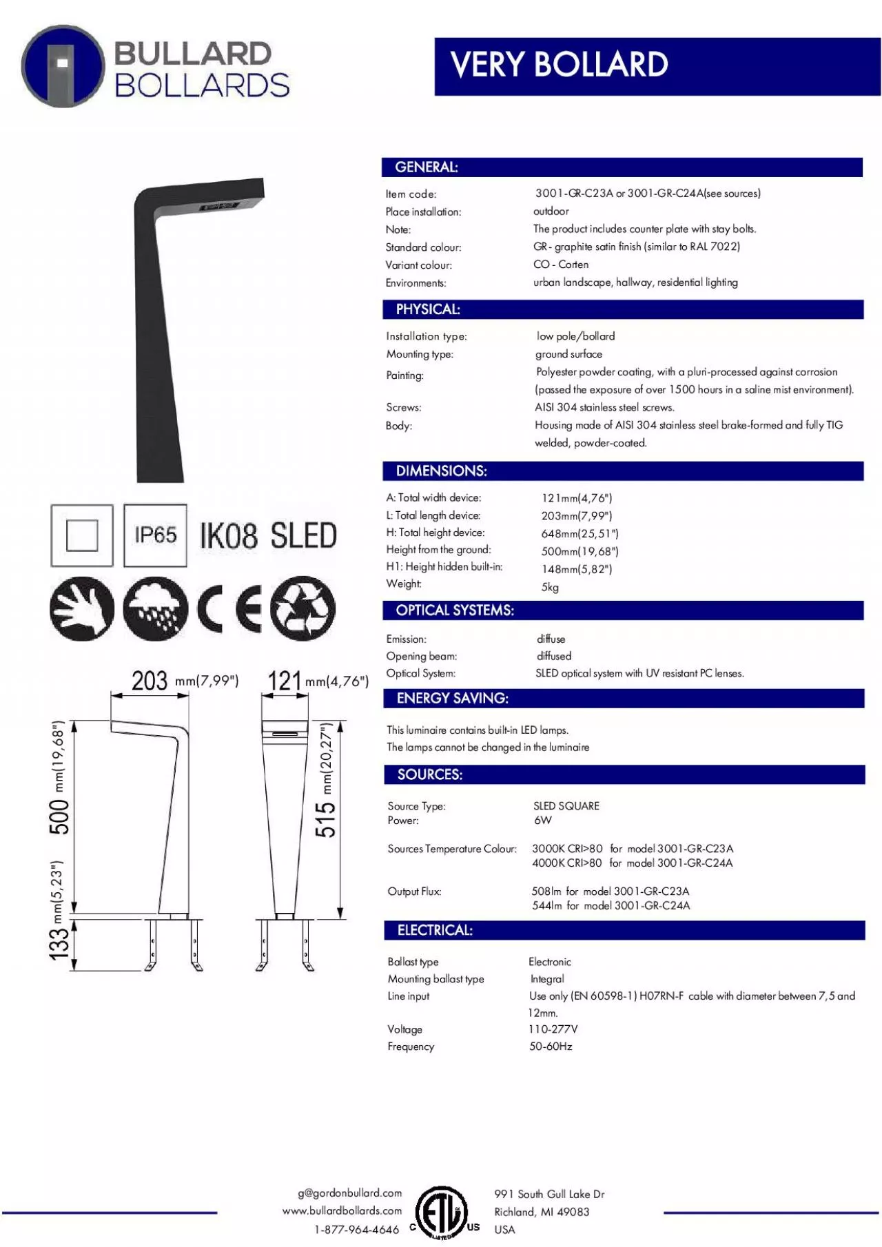 PDF-SLED optical system with UV resistant PC lenses