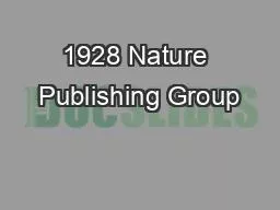 1928 Nature Publishing Group