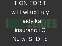 CONT CT DT AIS UPD TION FOR T w i i wi up i u y Faidy ka insuranc i C Nu wi STD  ic D