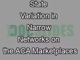State Variation in Narrow Networks on the ACA Marketplaces