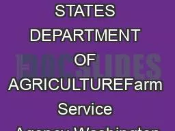 UNITED STATES DEPARTMENT OF AGRICULTUREFarm Service Agency Washington