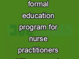 he 31rst formal education program for nurse practitioners NPs was code