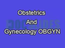 Obstetrics And Gynecology OBGYN