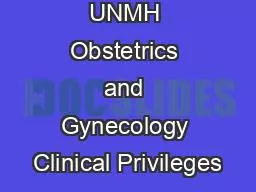 UNMH Obstetrics and Gynecology Clinical Privileges