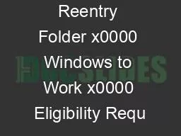 ECRM x0000 Reentry Folder x0000 Windows to Work x0000 Eligibility Requ