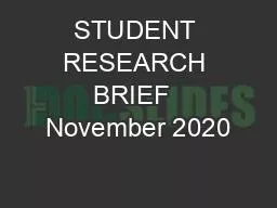 STUDENT RESEARCH BRIEF  November 2020