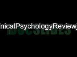 ContentslistsavailableatClinicalPsychologyReviewjournalhomepagewwwelse