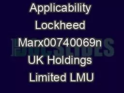 Statement Applicability Lockheed Marx00740069n UK Holdings Limited LMU