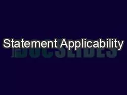 Statement Applicability