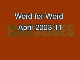 Word for Word April 2003 11