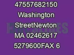 FAX 978 47557682150 Washington StreetNewton MA 02462617 5279600FAX 6