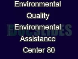 Department of Environmental Quality Environmental Assistance Center 80