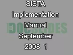 SISTA Implementation Manual September 2008  1