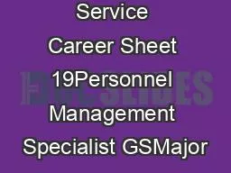 Forest Service Career Sheet 19Personnel Management Specialist GSMajor