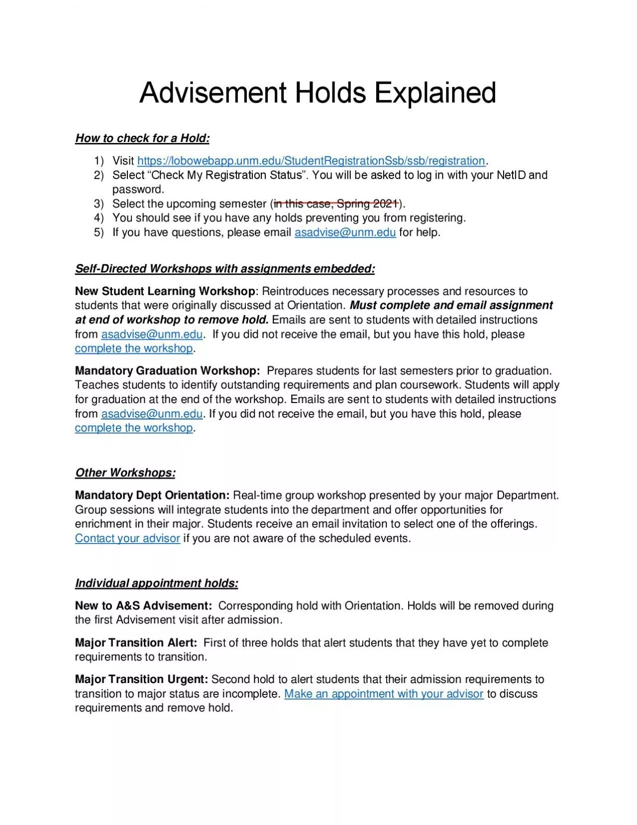 PDF-Advisement Holds E