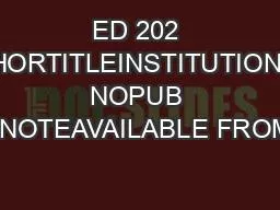 ED 202 396AUTHORTITLEINSTITUTIONIEPORT NOPUB DATENOTEAVAILABLE FROMEDR