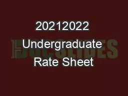 20212022 Undergraduate Rate Sheet