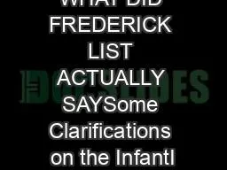 WHAT DID FREDERICK LIST ACTUALLY SAYSome Clarifications on the InfantI