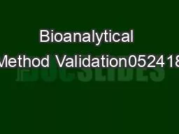 Bioanalytical Method Validation052418